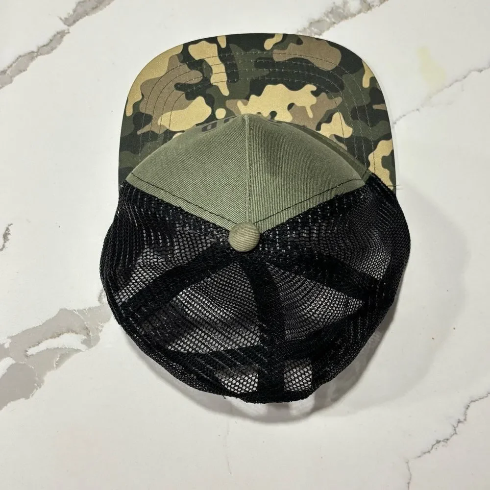 Unisex Green & Black Camo “Good Vibes” Snapback Hat – Kids Size